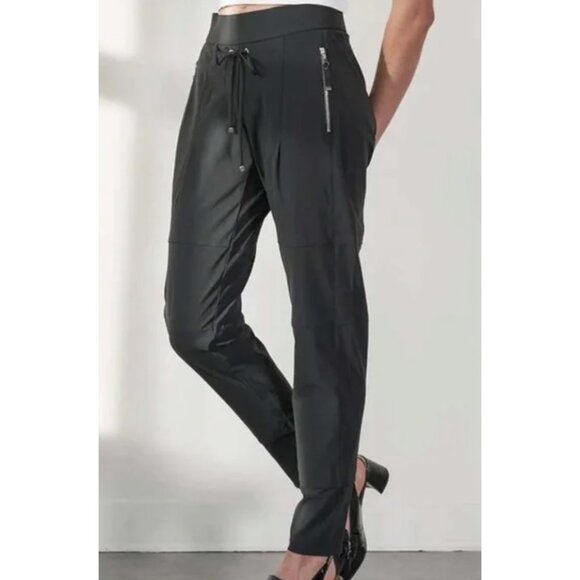 RAFFAELLO ROSSI Candy Pants in Black Pinstripe Travel Lounge Athleisure Sz 14 - Picture 1 of 13